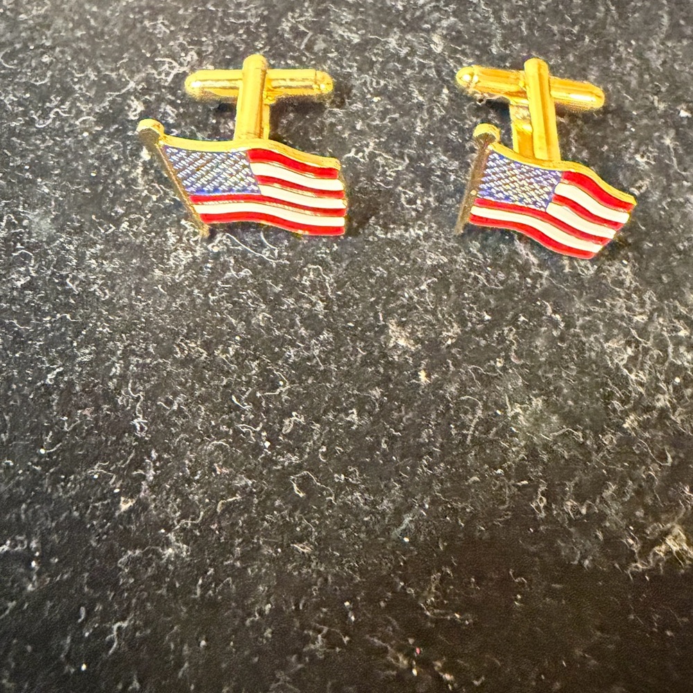American Flag Cufflinks - Gold and Red